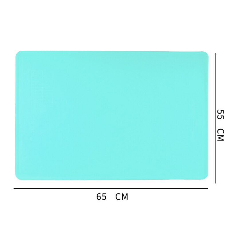 Thick Silicone Dough Pad Mat Dough Non-Stick Scale Kitchen Baking Tool Cake Board Large Soft High Temperature Rolling Dough Pad: Blue 65x55cm