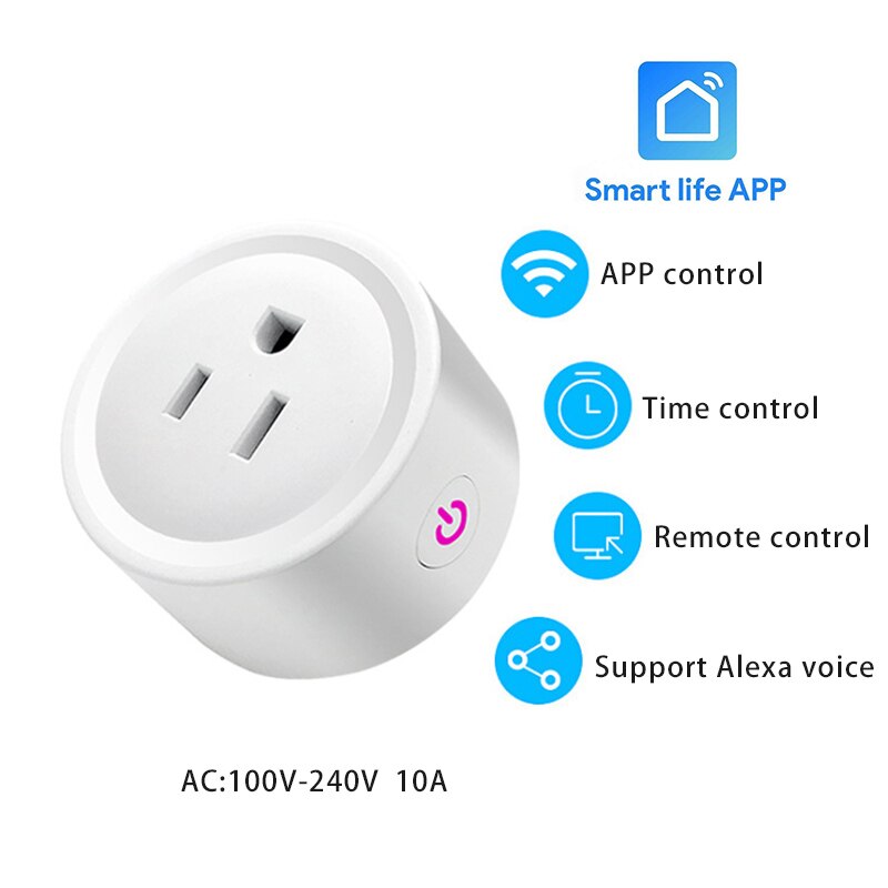 WIFI smart socket plug APP smart life tuya remote control support Alexa voice AC100V 240V 10A smart home electrical power plug