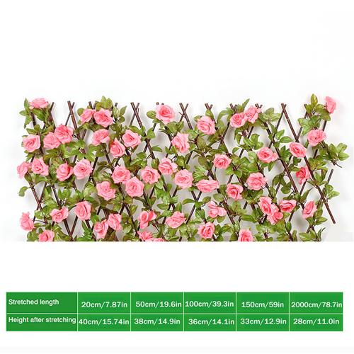 Garden Fence Willow Wooden Hedge With Artificial Flower Leaves Garden Decoration Screening Expanding Trellis Privacy Screen: B 200x28cm