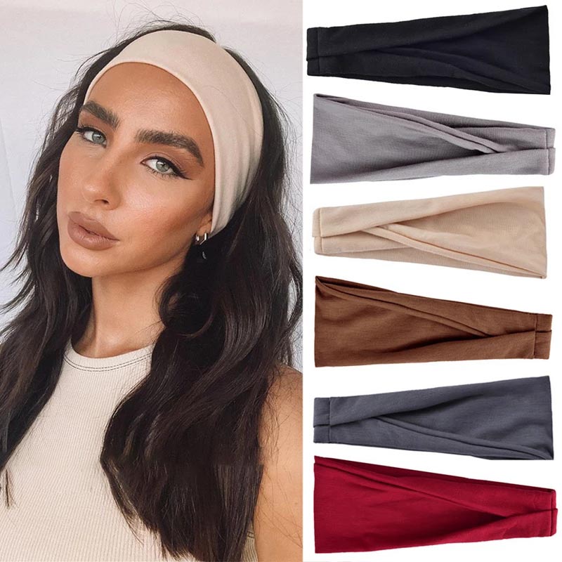 Diadema para mujer, turbante, bandas elásticas para el cabello de Color sólido, diadema para Yoga, aro para el cabello de maquillaje a la , diadema vintage, accesorios para el cabello