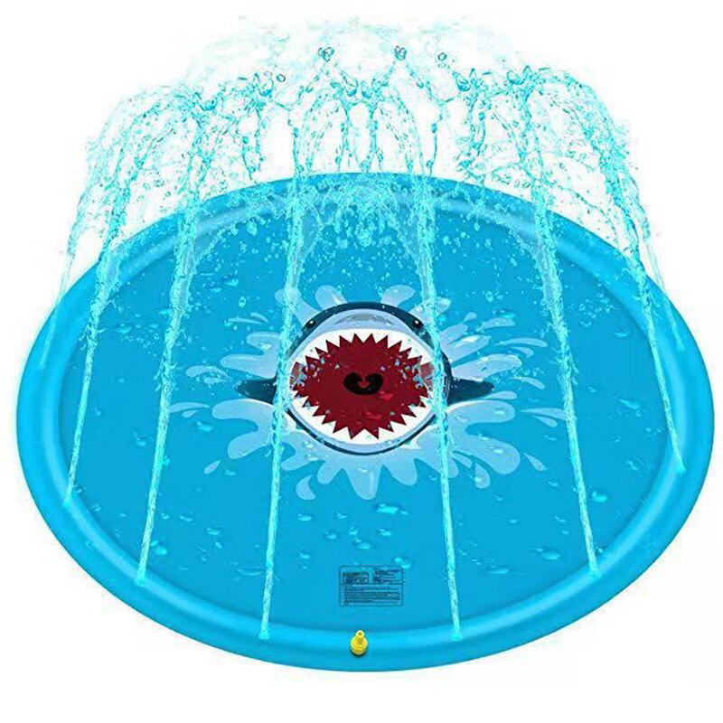 Swimming Pool Children's Outdoor Toys Framed Pool Water Spray Pad Lawn Entertainment Toys Summer Outdoor PVC Cartoon Toy Mat: Gray