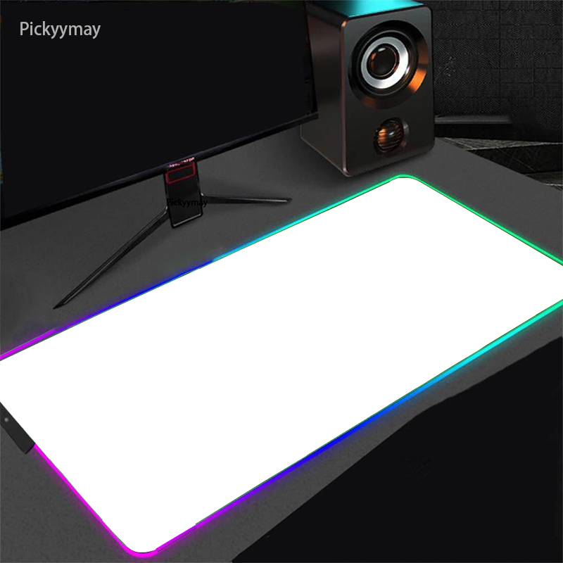 Benutzerdefinierte Mauspad RGB reinweiß MousePad DIY LED Hintergrundbeleuchtung Gamer Licht 90x40cm Gaming Tastatur große Schreibtischunterlage Maus Teppich Matte