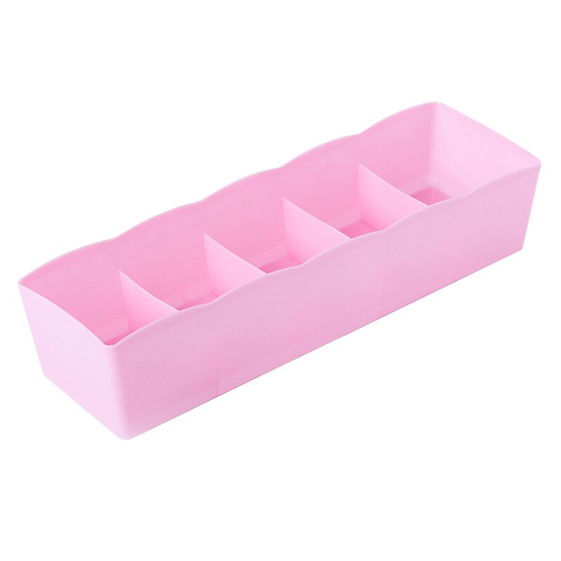 Fowecelt 5 Grids Lade Organizer Ondergoed Kleding Organizer Box Closet Organizer Stropdassen Sokken Shorts Bra Desk Organizer: Pink