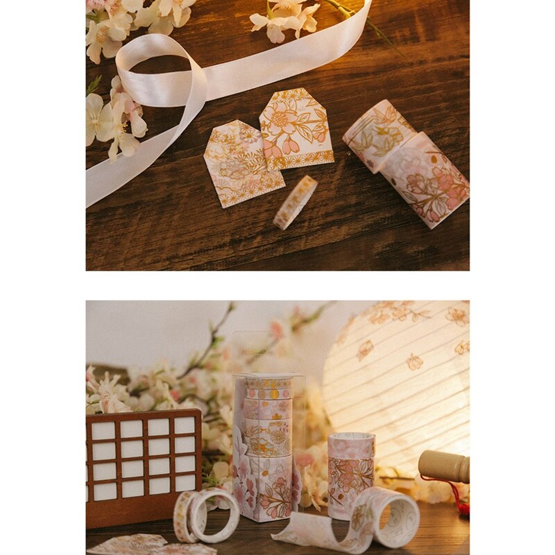 PPYY-5 Stuks/Set Gold Washi Tapel Chinese Stijl Masking Tape Diy Ambachtelijke Japanse Papier Stickers Scrapbooking J