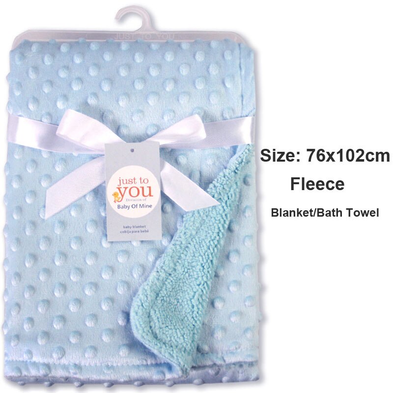 76 x 102cm punkt fleece babyark tæppe nyfødt baby swaddle wrap bebe kuvert wrap nyfødt baby sengetæppe tæppe: Blå