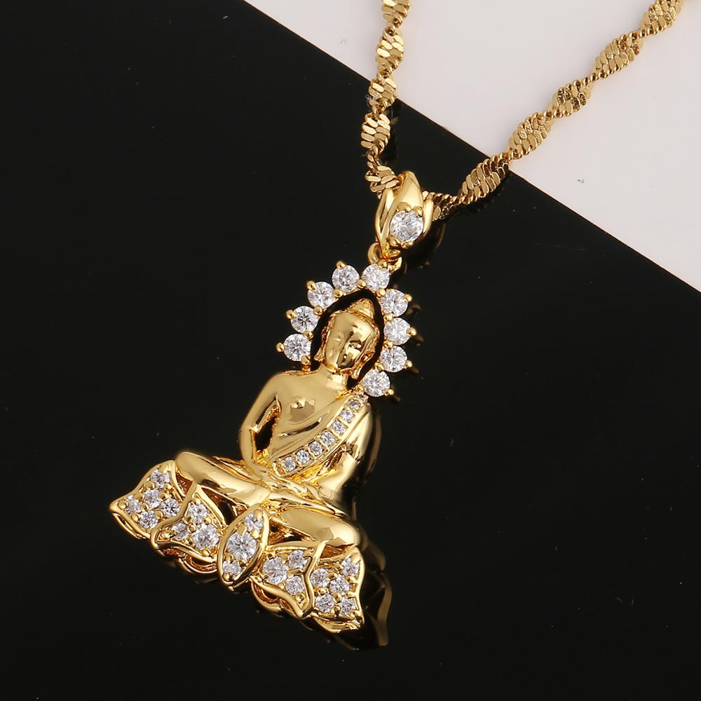 Vintage Tibetan Amitabha Buddha Buddhist Pendant Necklace Nirvana Meditating Jewelry