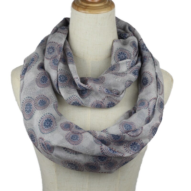 Women printed Ring Scarf Infinity Loop Neckerchief Echarpe Foulard Femme snood spring summer autumn