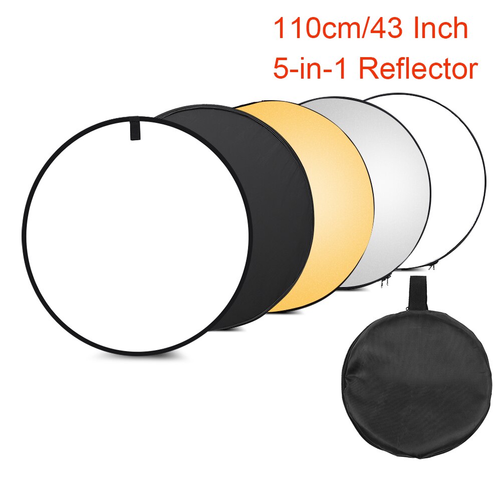 60 * 90cm/ 24 * 35inch Photography Light Reflector 7-in-1 Collapsible Multi-Disc for Studio Outdoor Photography with Carry Bag: 43 Inch 5-in-1