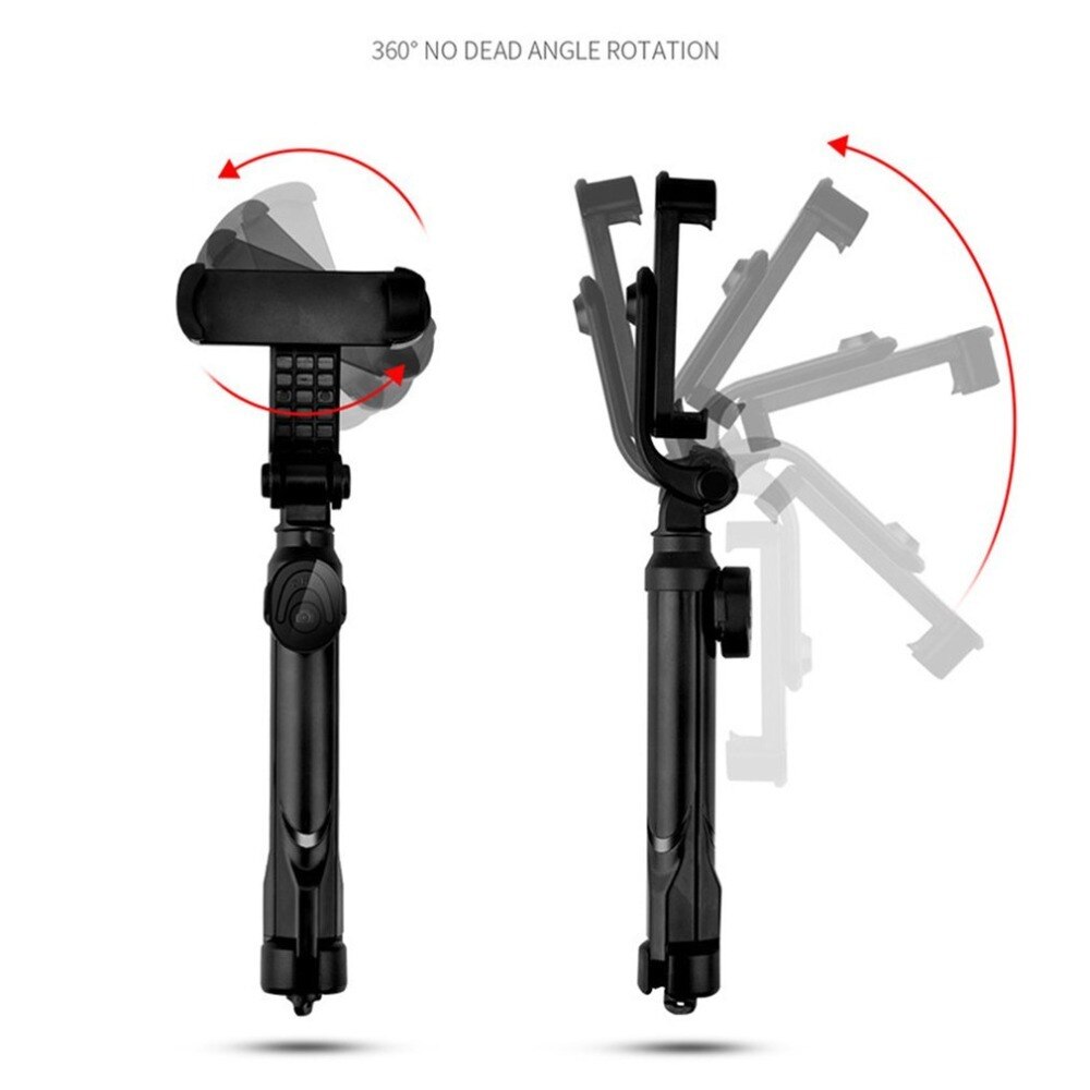 Stativ selfie stick mobiltelefon lodret og vandret video selfie stick håndholdt sammenfoldelig telefonklemme 270 graders rotation