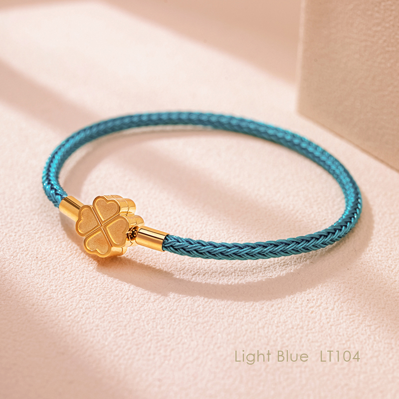 MOONLIGHT Mode Klassieke Klavertje Vier Armband voor Vrouwen Roestvrij Staal Gevlochten Armband Vrouwelijke Sieraden 10 Kleuren: 16Cm / Reddish Brown