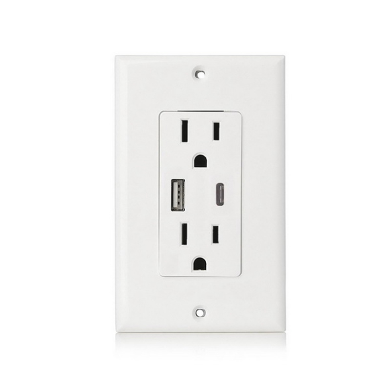 Us amerikansk standard 4.8a vægstik usb type a type c lade strømadapter udtag universal stik, tr beskyttelse, hurtigopladning