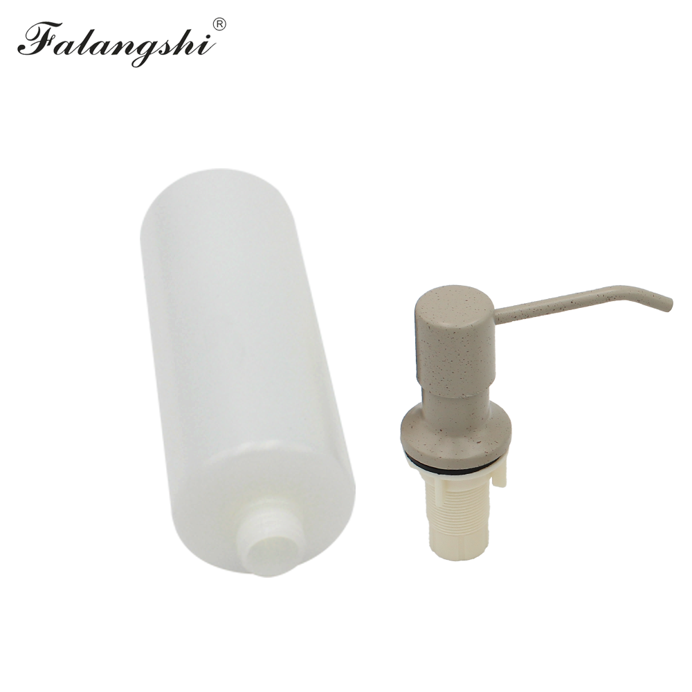 Stainless Steel 400ml Kitchen Sink Pump Soap Dispenser Deck Mounted Chrome/Brush/White/Black Dispenser for Liquid Soap WB8602: Beige with dot