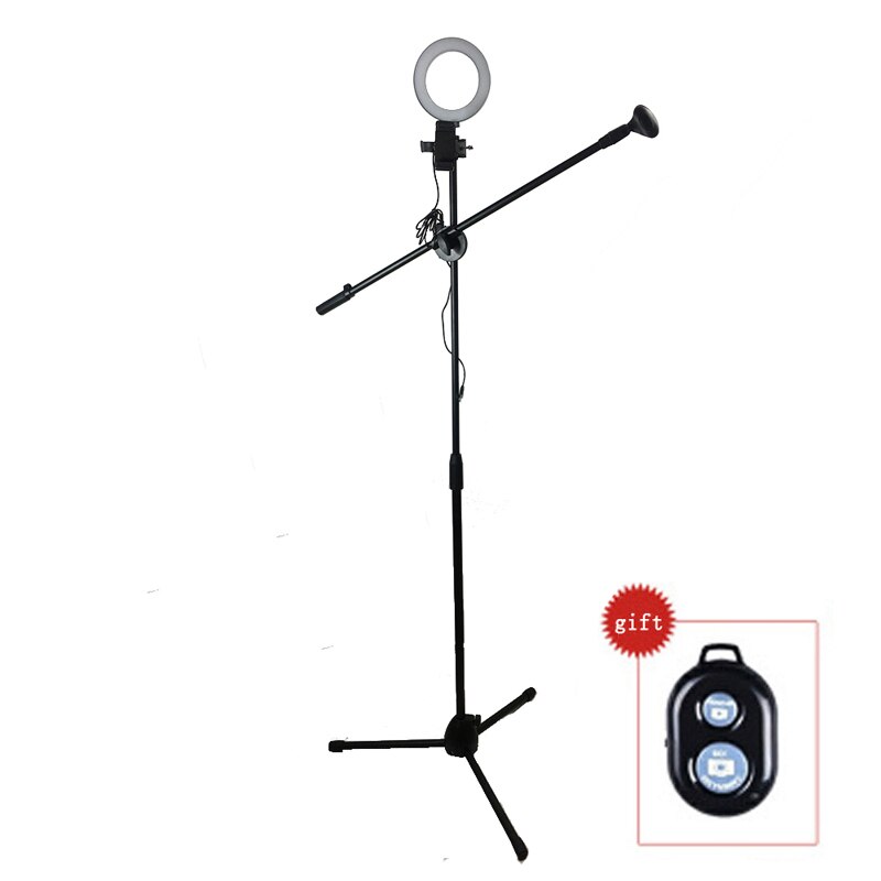 Phone Photography Beauty LED Ring Light Lamp Dimmable Adjustable Shooting Boom Arm Photo Light Studio Stand Tripod Holder Kit: Set 5 with 16cm lamp