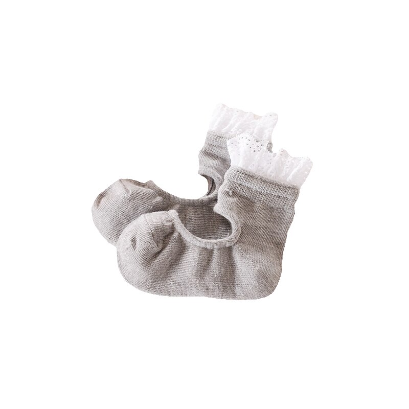 one pairs girls baby kids frilly lace cotton socks ruffled soft trim ankle anklet cute toddler lovely footwear lace ballet socks: grey / L No anti-slip