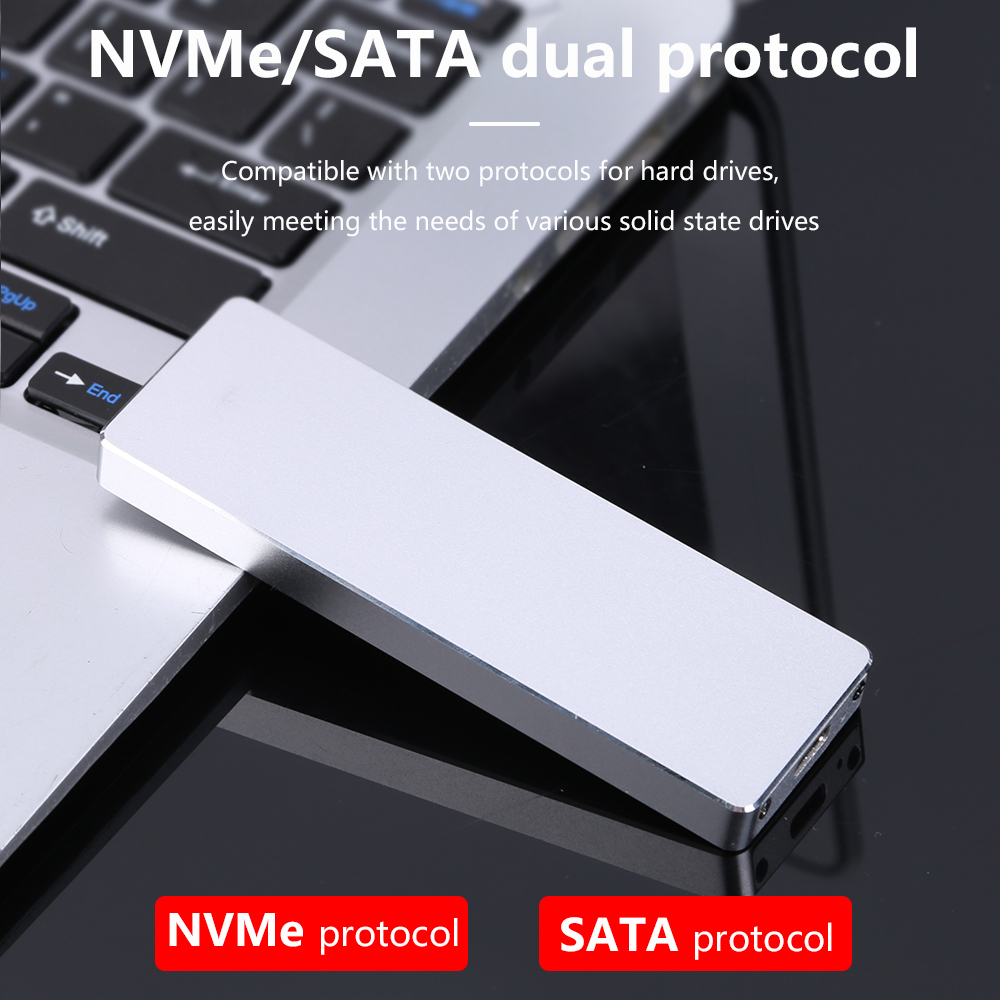 TISHRIC Unterstützung Dual Protokoll M2 NVME NGFF SATA SSD Aluminium Legierung Externe Hd Fall NVME SSD zu USB 3,1 Gehäuse für M.2 SSD