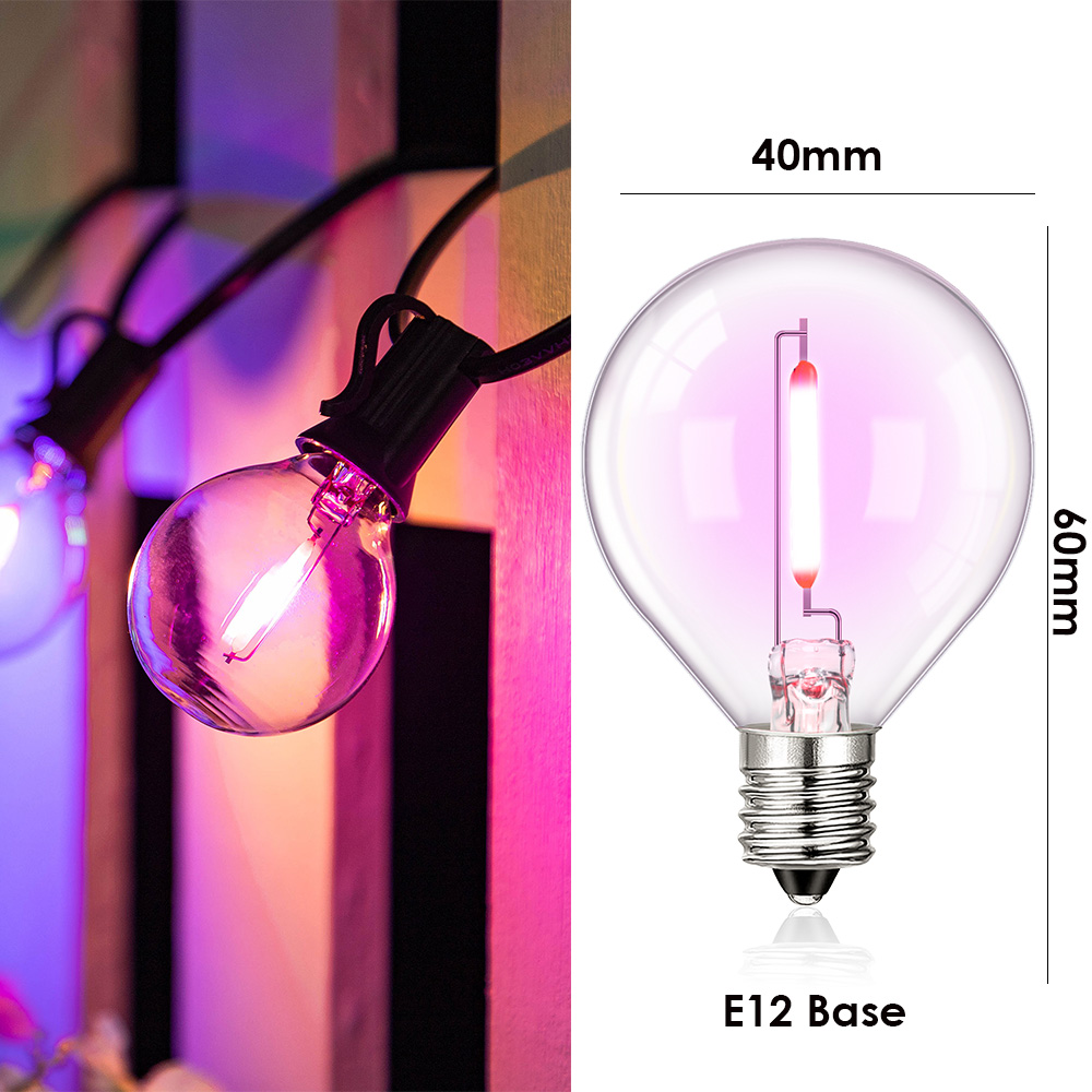 Bombilla de repuesto Led Multicolor G40 bombilla de filamento de colores 1W E12 RGB globo Mini lámparas de bola para cadena de luces decoración de de cumpleaños