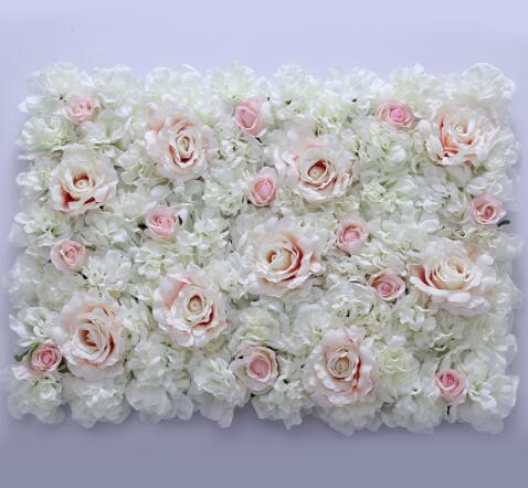 60 x 40cm kunstige silke blomsterpaneler, roser, peoner, hortensia blomsterbakgrunn for bryllupsfest blomsterveggdekorasjon: 9