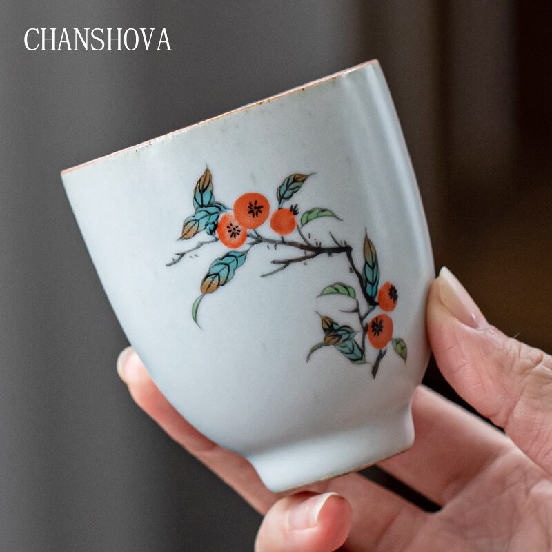 CHANSHOVA 100ml tradicional retro chino pintada a mano de estilo Crackle Taza de cerámica china de té porcelana pequeño café taza H301