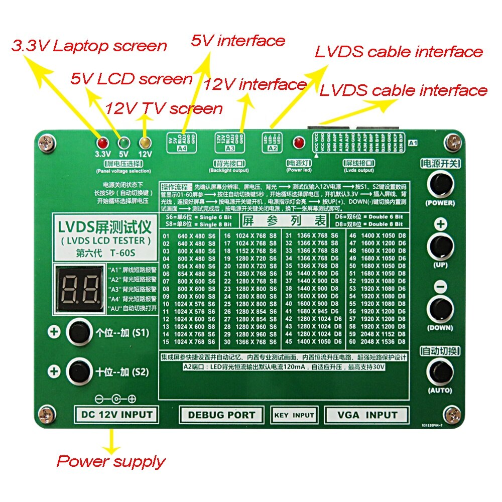 TKDMR Nuovo Pannello Strumento di Test LED Tester Schermo LCD per TV/Computer/Riparazione Del Computer Portatile Inverter Built-in 55 tipi di Programma 2K 4K Set