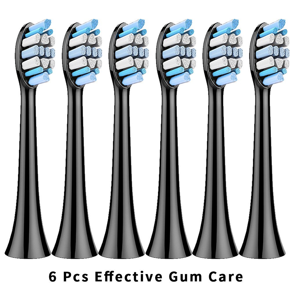 Replacement Toothbrush Heads Compatible with Phillips Sonicare Fits 2 Series 3 Series Plaque Control DiamondClean FlexCare: 6Pcs-BK-Gum
