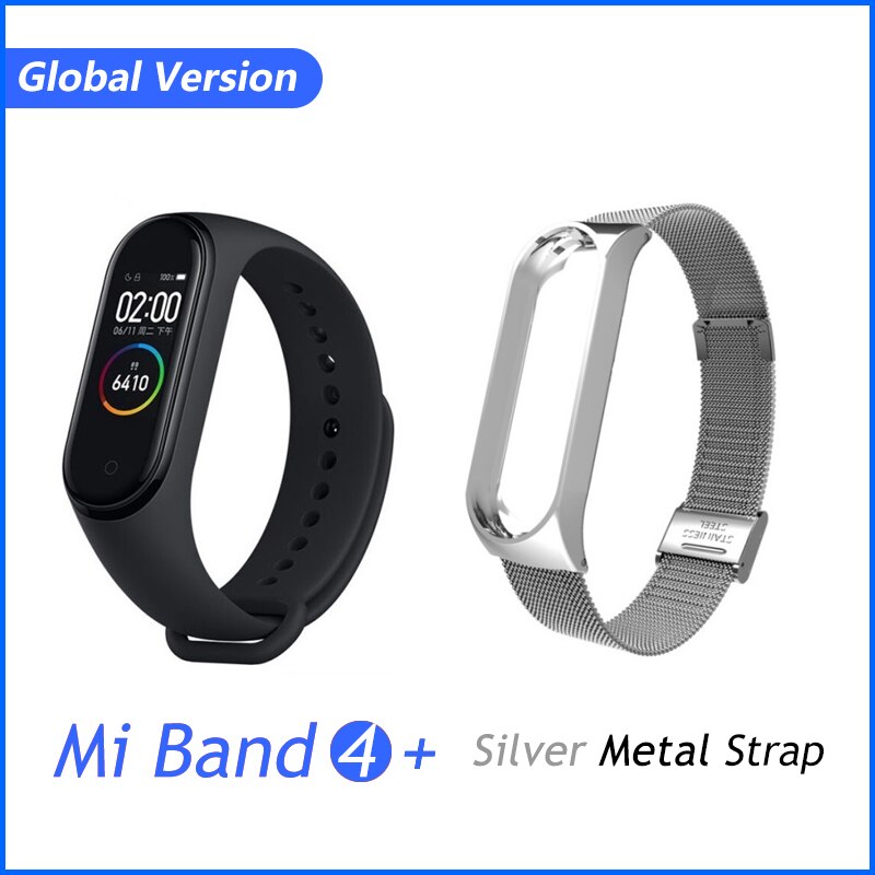 Xiaomi Mi Banda 4 Più Nuovo Sport Miband 4 Braccialetto Intelligente di Frequenza Cardiaca Fitness Traker 135mAh di Colore Dello Schermo di Bluetooth Impermeabile 5.0: GB sliver metal