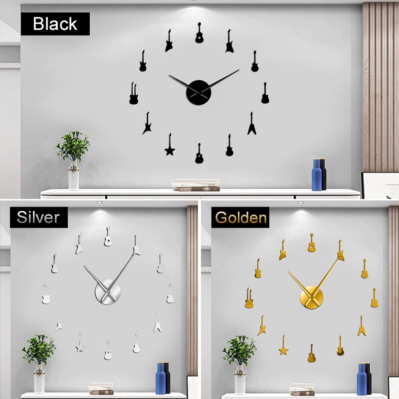 Reloj de pared gigante para decoración de sala de música, pulsera de gran tamaño con gran variedad de música, bricolaje,
