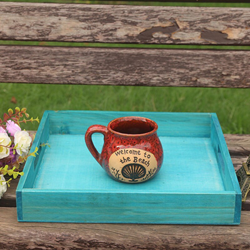 Square Tray Vintage Wooden Wood Bread Tray Cup Cup Household Tray Storage Tray table tray wood trays