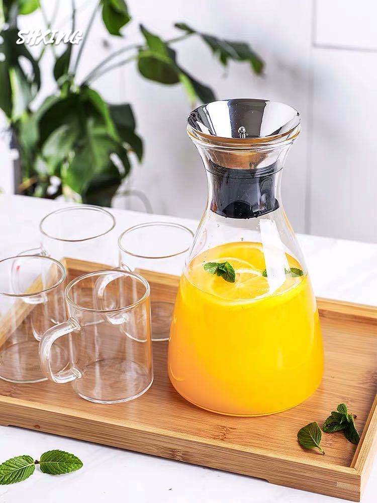 1l/1.5l gjennomsiktige kanne glass kanne vann karaffel med håndtak kaldt vann mugge Gud mugge til hjemmelaget frukt juice iste