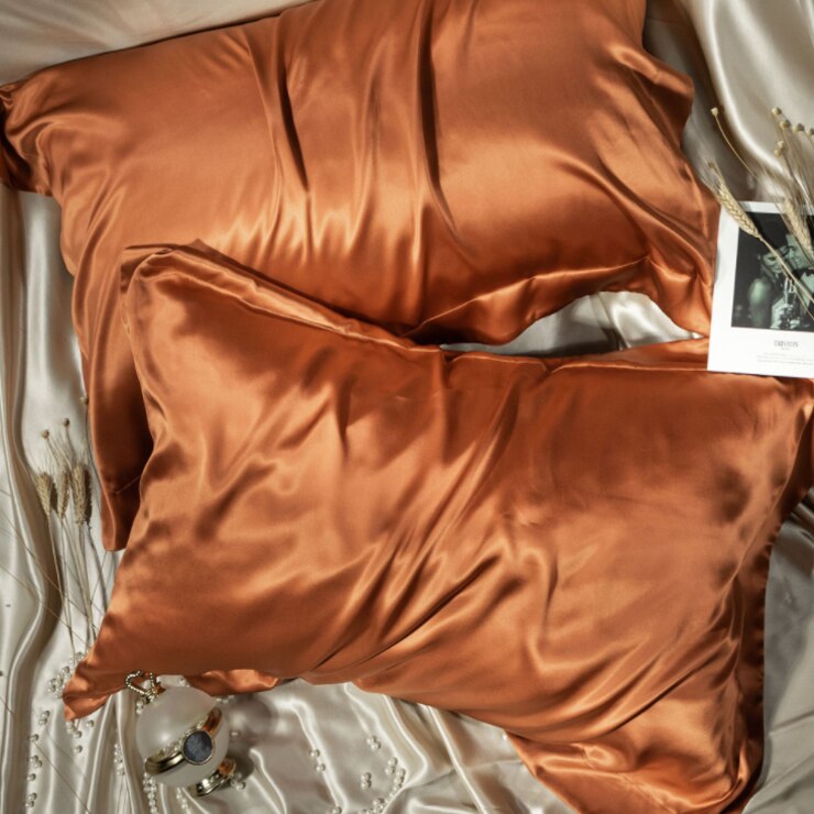 Zijde Kussensloop Queen King Size Voor Hotel Thuis Zachte Gezonde Kussen Kussensloop Zijden Kussensloop Zijden Kussensloop: Oranje / 48x74mm 1pcs