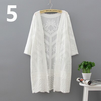 Veste boléro en dentelle à manches longues pour femmes, vêtements de plage, chemises de plage, Cape ajourée hauts élégants, veste d'été de mariage: 5