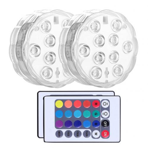 2 Stuks Afstandsbediening Kleurverandering Led Licht Swimmingpool Dompelpompen Lamp Decor Aquarium Licht Led Licht Bloem Soort Duiken Licht: Default Title