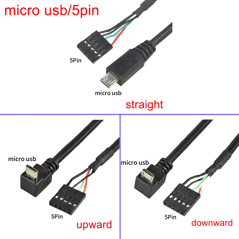 Placa base de ordenador PC 9P a Micro USB a DuPont 2,54mm 5Pin DuPont USB a Micro USB cable de datos papel de aluminio + cable de malla tejida