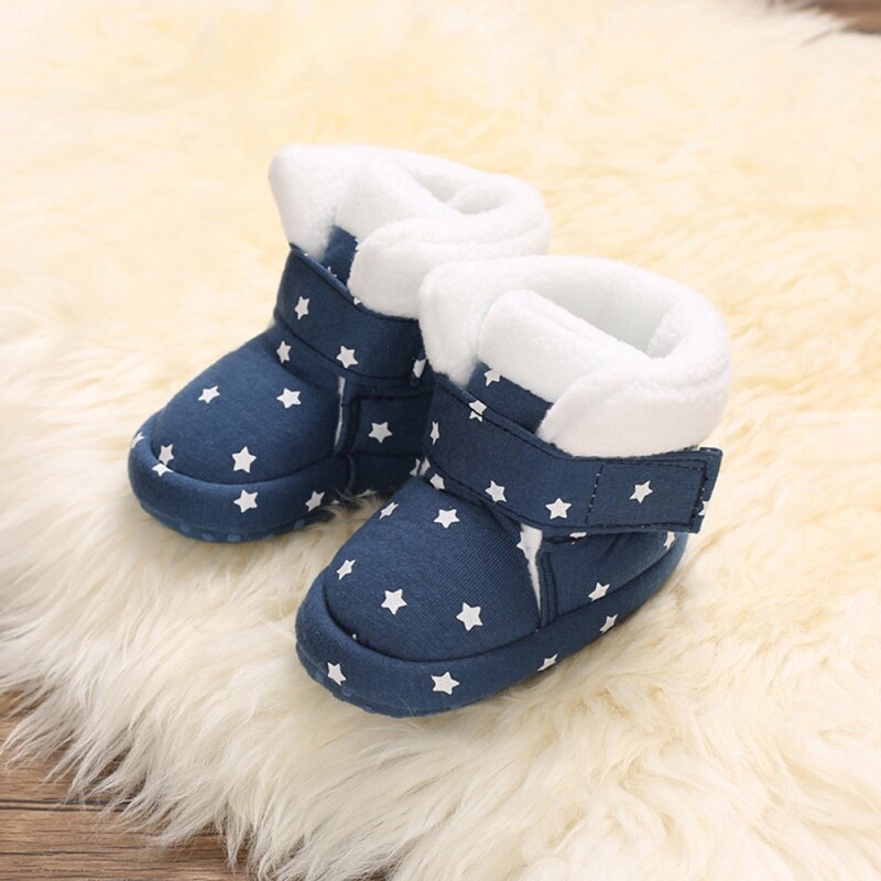 Baby Mädchen Schuhe Winter Plus Samt Nette Stern Weiche Sohle Winter Bootie Schuhe Winter Warm Boot Schuhe 0-18M Heißer: DL / L