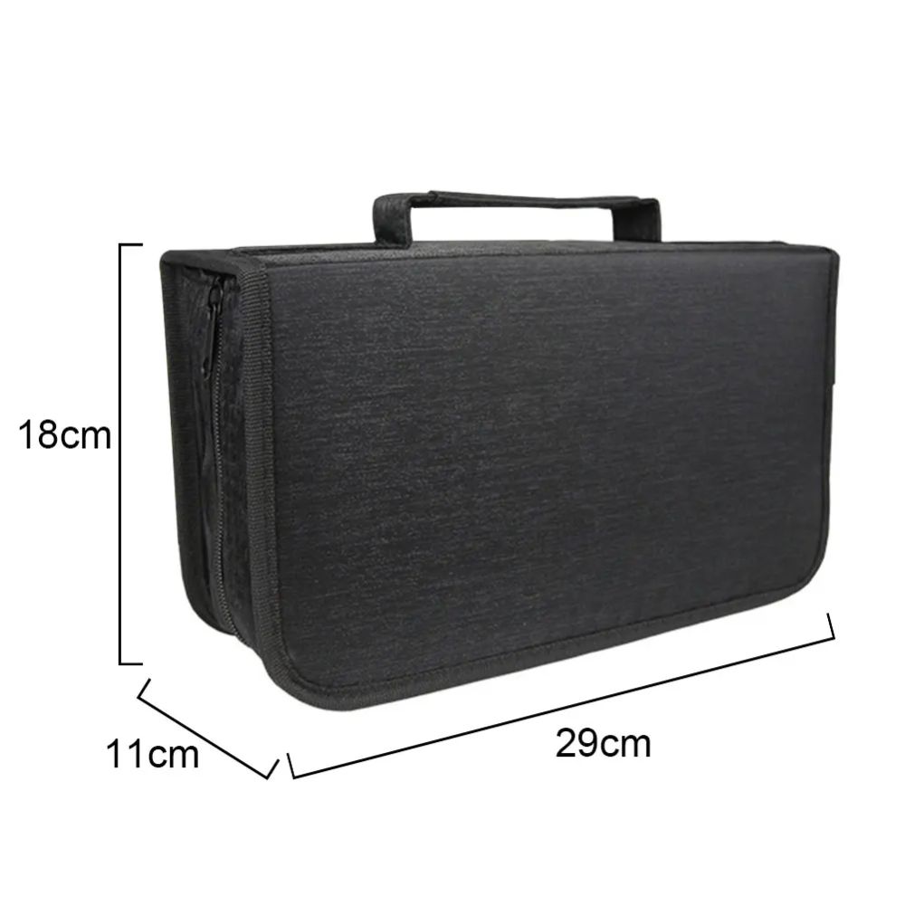 Travel Disc Box DVD Storage Bag CD Wallet Zipper Car Space Saving Large Capacity 128 CDs Home Holder Black