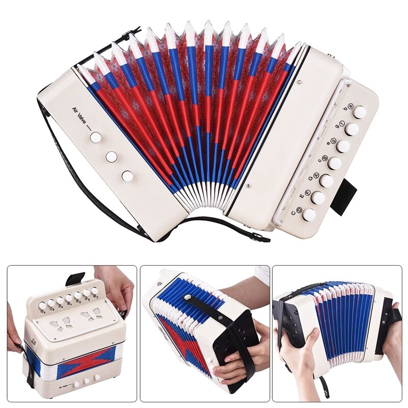 Mini 10 Button Children's Accordion Toy Supports Bass Chord 14 Notes, Early Childhood Children's Musical Toys