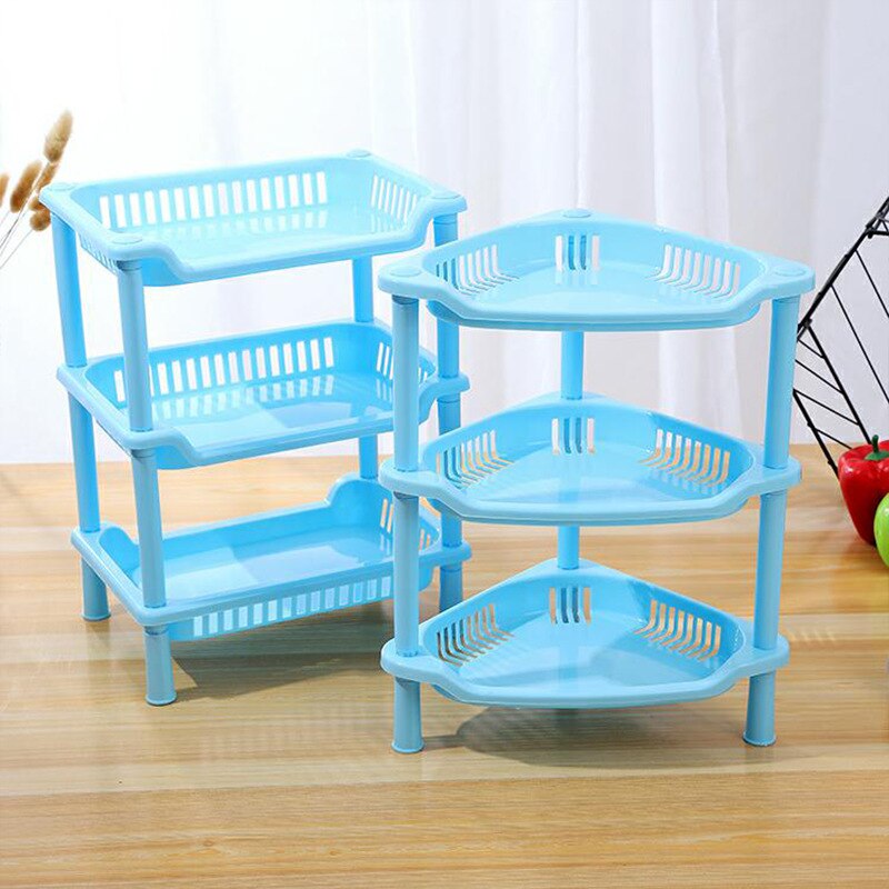 3/4 Layer Assemble Plastic Kitchen Storage Rack Bathroom Organizer Shelf Square Triangle Corner Holder Shelf Stackable