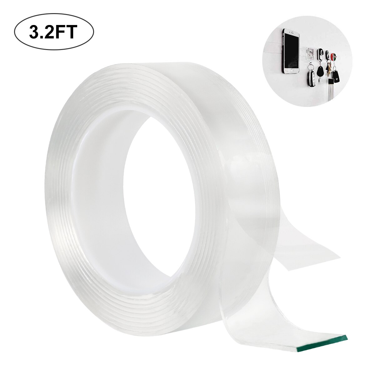 Cinta mágica Nano transparente lavable, adhesiva de doble cara reutilizable, 1M/3M/5M: 1M