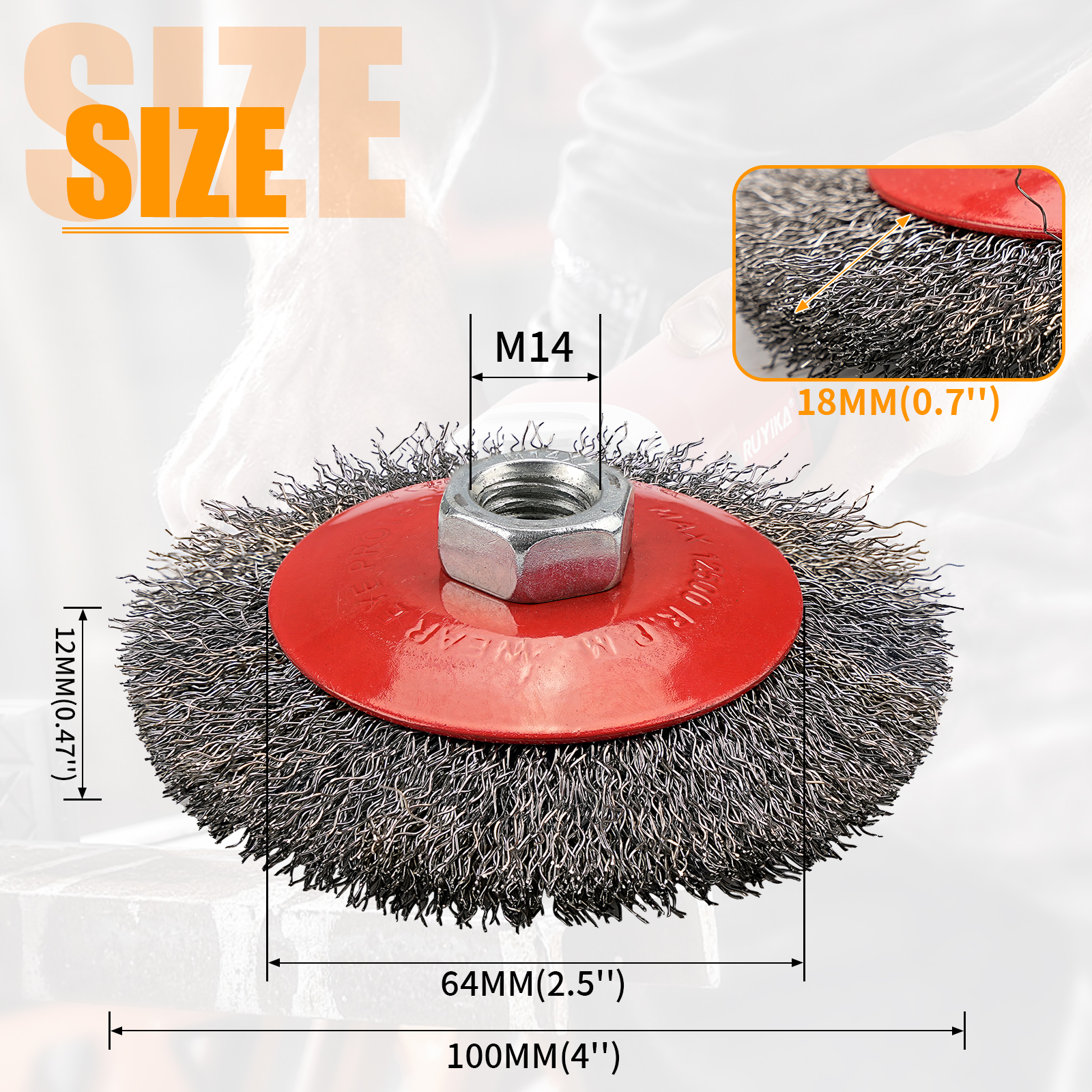 1PCS100mm Spazzola metallica Ruota Spazzola a filamento curvo Smerigliatrice angolare Utensile rotante per la rimozione della ruggine del metallo Pulizia delle sbavature Mola