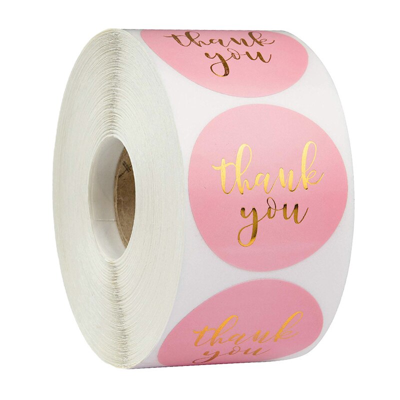 100-500pcs Gold Foil Thank You Stickers For Seal Labels 1 Inch Packaging Stickers Birthday Party Offer Stationery Sticker