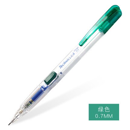 3/4 stk pentel techniclick mekanisk blyant 0.5mm klassisk sidepresse automatisk japan sort/blå/grøn/pink farve: 3 stk 0.7mm ge