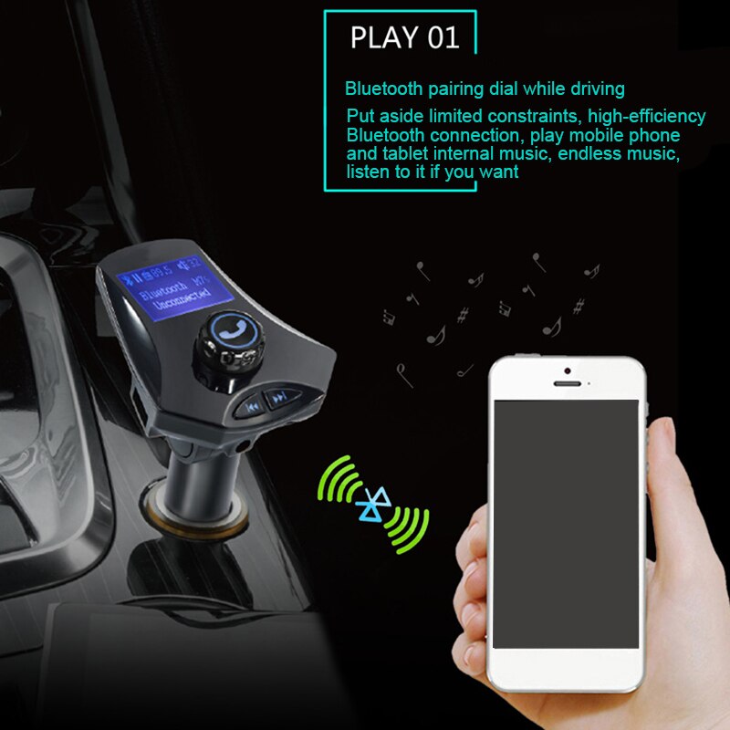 Auto  mp3 -speler draadloze bluetooth fm-zender modulator usb-lader groot lcd sn-scherm voor karren auto's vrachtwagens