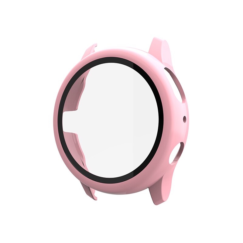 Case+Glass For Samsung Galaxy Watch Active 2 44mm 40mm Tempered Glass Screen Protector Cover Bumper For Samsung Active 2 Case: pink / Active 2 44mm