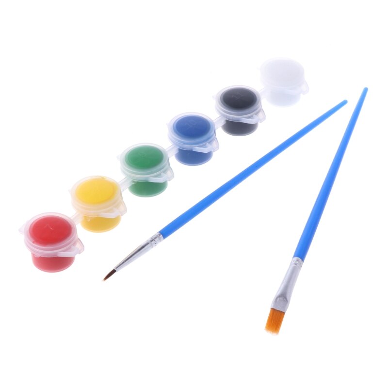 Pinturas acrílicas de 6 colores con 2 pinceles, suministro de herramientas de arte para pintura al óleo de pared artística de uñas