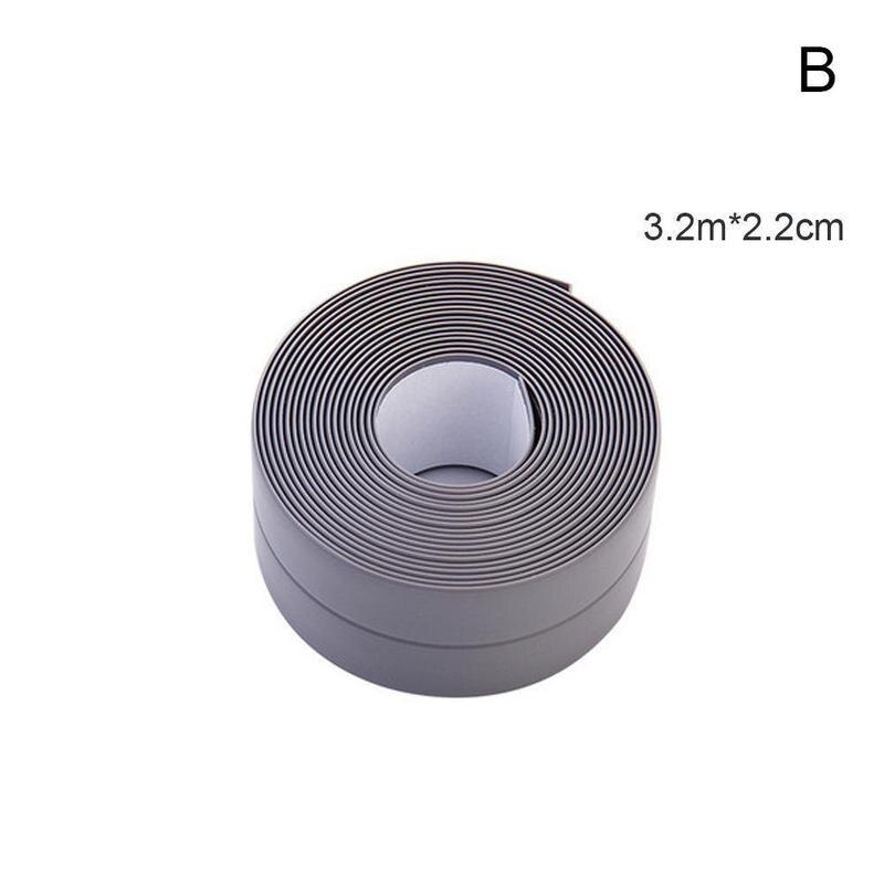 Tetningslist bad dusj vask badekar kjøkken vanntett hvit caulk tape klebemiddel anti-mugg veggklistremerke pvc selv  d8 e 6: B