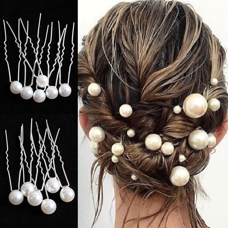 20Pcs Pearl Hair Pins - U Shape Bridal Hair Sticks - Women's Hair Jewelry Accessories