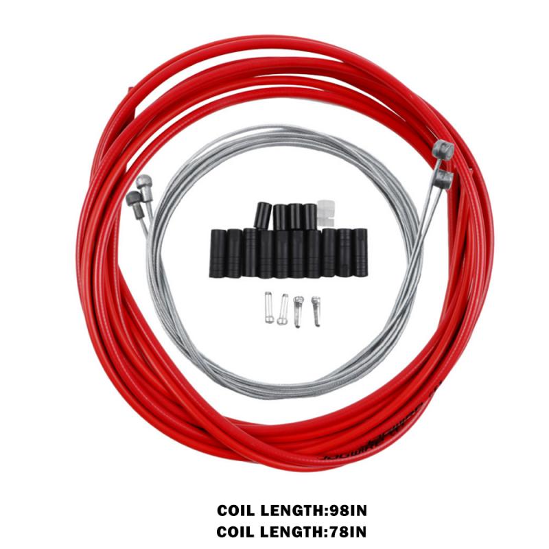 Bike Brake Accessories 1set Bike Gear Front Rear Inner Outer Bicycle Cable Steel Wire MTB Road Bike Shift Inner Cable: Red