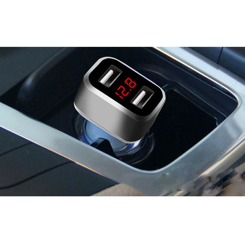 Dual USB Car Charger Fast Charging Mobile Phone Charger 12/24V Digital Display Plug Power Glow Adapter Cell Phone Car Charger