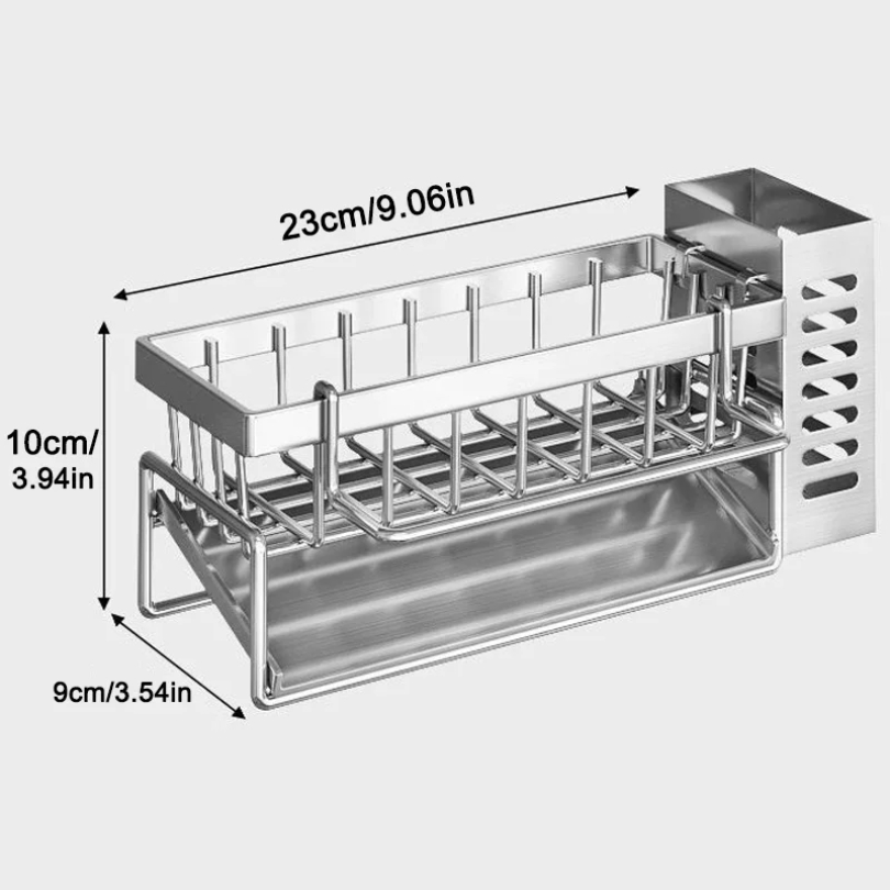 Estante de almacenamiento de Herramientas de limpieza de fregadero, escurridor multifuncional de cocina para esponja limpiadora, organizador, colgador de trapo