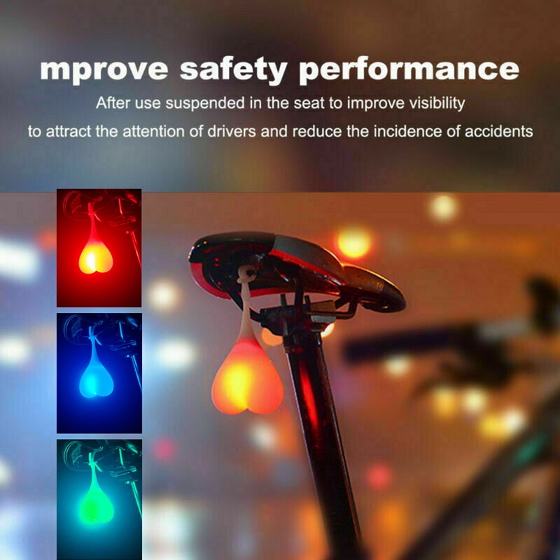 Waterproof Silicone Bike Heart Lamp Night Cycling Rear Seat Back Lights Bike Tail Lights Safety Warning Ball Light Lamp