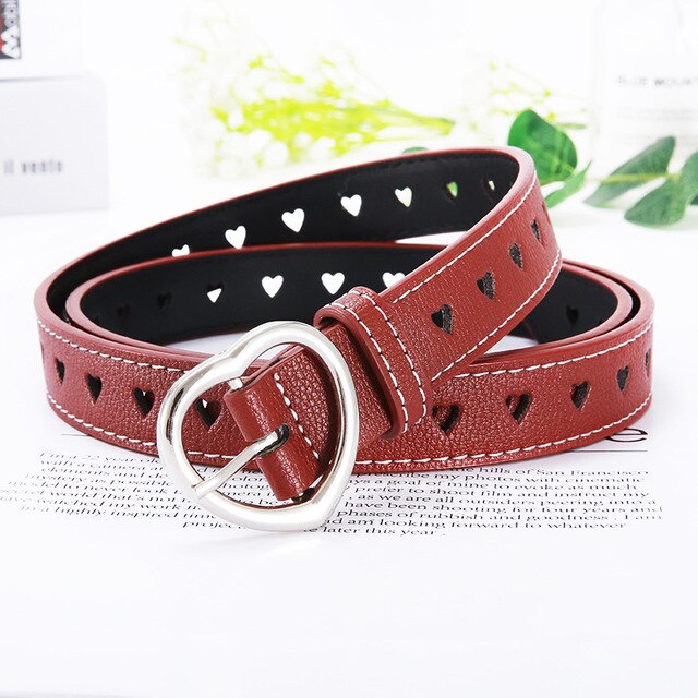 Sweetheart Buckle with Adjustable Ladies Luxury Brand Cute Heart-shaped Thin Belt Punk Belts: 12